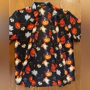 SSLR Men's Halloween Casual Shirt - Black and Orange